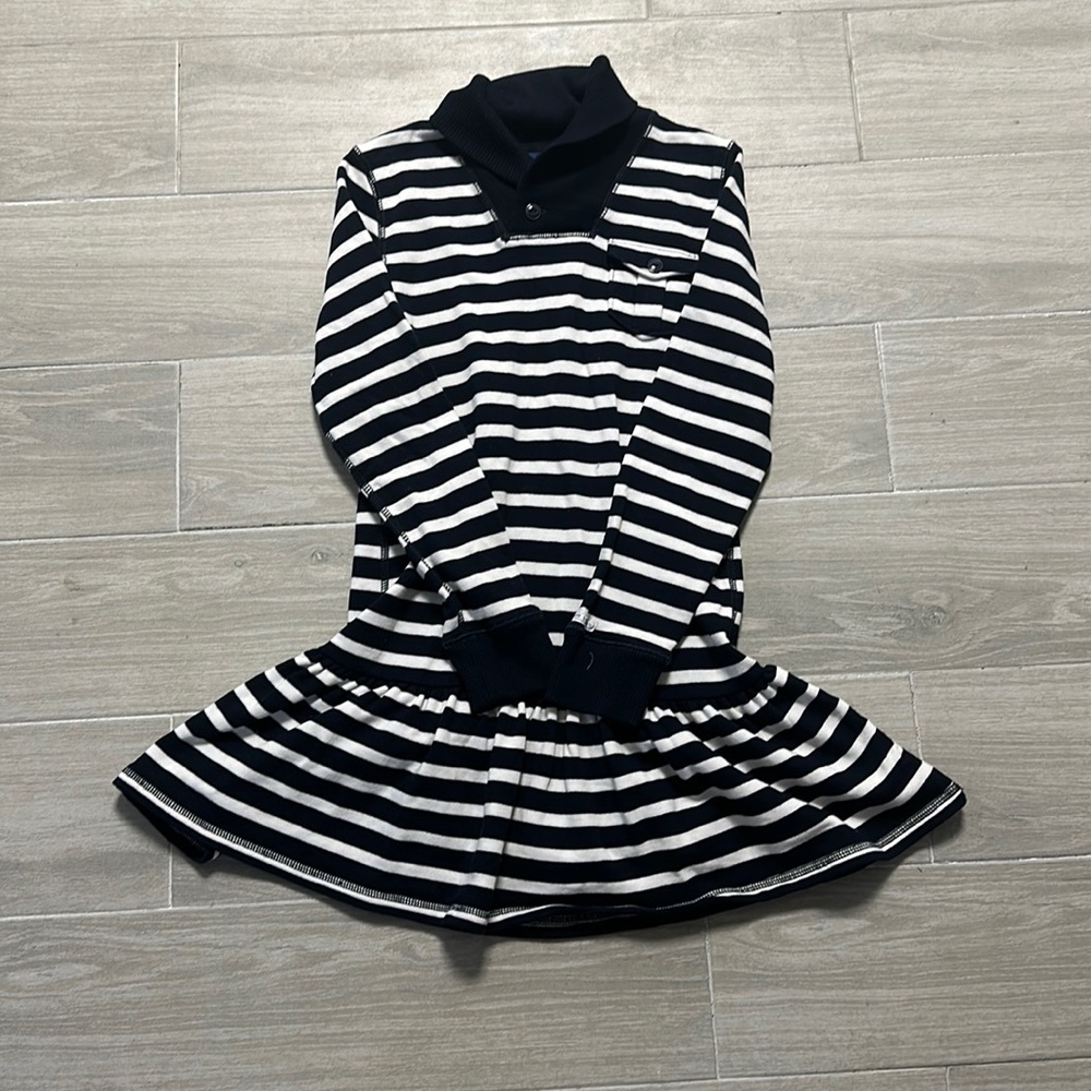 Polo Ralph Lauren dress navy blue and white. Long sleeve size M (8-10)